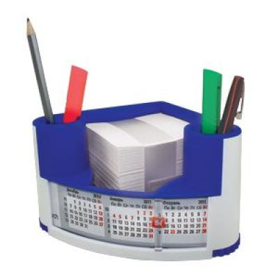 Подставка для канцелярских принадлежностей с календарём на 2023-2024 гг, синий, белый-0