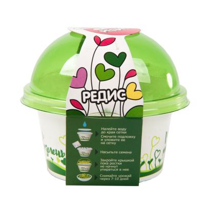 Набор для выращивания микрозелени: РЕДИС, зеленый, белый-0
