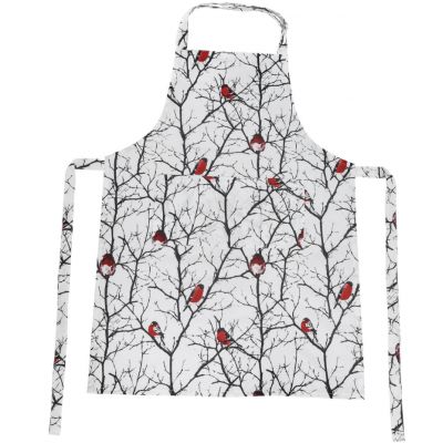 Подарочный набор для кухни 'Снегири',хлопок 100%, передник и прихватки, белый, красный-1
