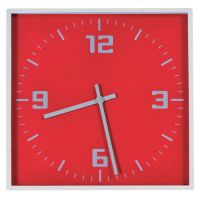 Часы настенные 'КВАДРАТ'; красный, 30*30 см; пластик; без элементов питания
