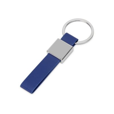 Брелок из металла и иск.кожи Strap, серебристый/темно-синий-0