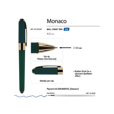 Ручка пластиковая шариковая Monaco, 0,5мм, синие чернила, зеленый-2