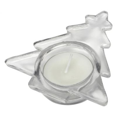 Подсвечник стеклянный со свечой, прозрачный-0