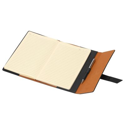 Бизнес-блокнот А5 с клапаном Fabrizio с ручкой, черный-0