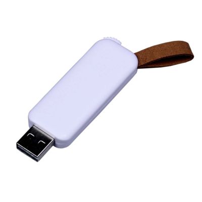 USB-флешка промо на 32 Гб прямоугольной формы, выдвижной механизм, белый-0