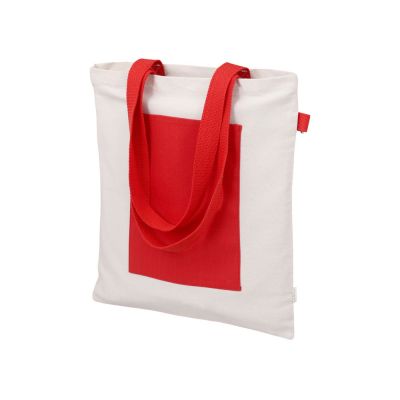 Сумка для покупокTopiс из переработанных материалов с наружным цветным карманом, красный-0