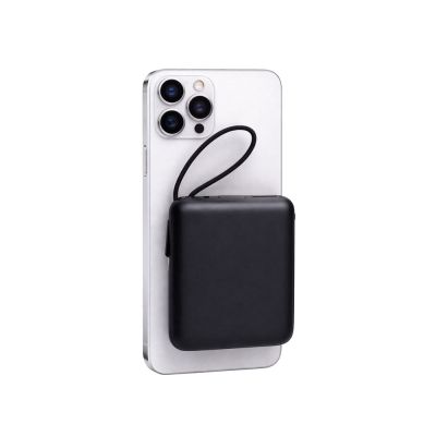 Магнитный беспроводной внешний аккумулятор c подсветкой лого Энчант, 10000 мАч, черный-8