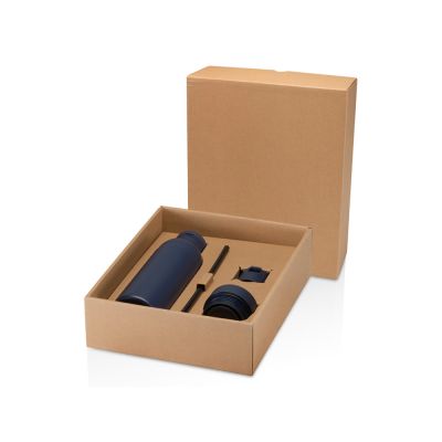 Illuminate бутылка для воды объемом 650 мл из переработанной нержавеющей стали RCS с двойными стенками и набором из 3 крышек - Синий Navy-0