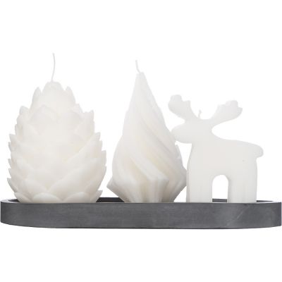 Свечи на подставке Олень, шишка, елочка-1