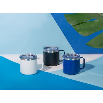 Кружка стальная Alaska с крышкой слайдером, powder coating, белый-8