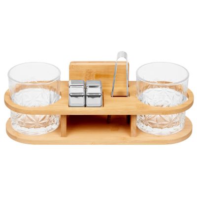 Набор для виски на бамбуковой подставке Boulevardier-1