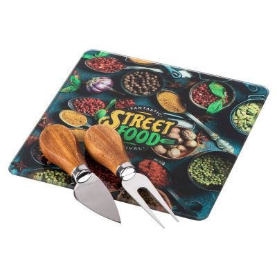 Набор для сыра Dorblue из стеклянной доски и вилки с ножом-10