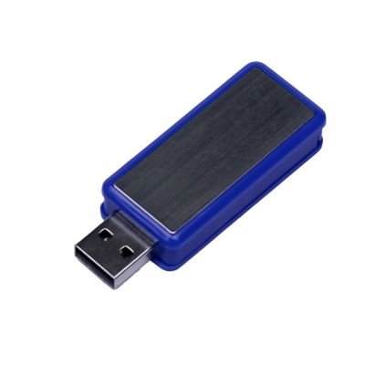 USB-флешка промо на 32 Гб прямоугольной формы, выдвижной механизм, синий-0