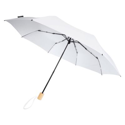 Birgit, складной ветроустойчивой зонт диаметром 21 дюйм из переработанного ПЭТ, белый-0