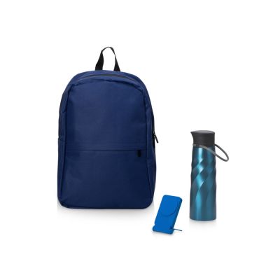 Подарочный набор с магнитным аккумулятором и бутылкой для воды Waterpower, синий-0