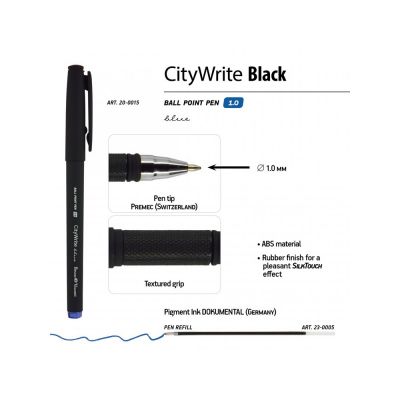 Ручка CityWrite.BLACK шариковая, черный пластиковый корпус, 1.0 мм, синяя-2