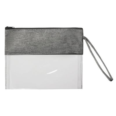 Косметичка из PVC и ткани Leony, прозрачный/темно-серый-2