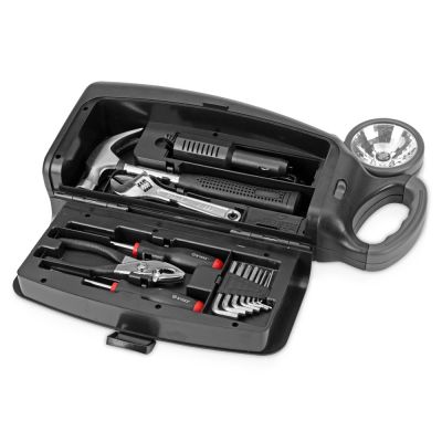 Набор инструментов автомобилиста с фонарем, 14 предметов, черный-1