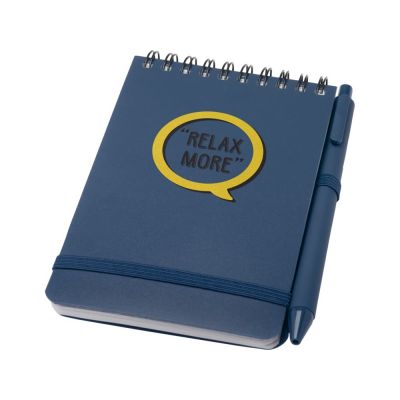 Блокнот Thalaasa формата А6 в твердой обложке из океанического пластика с шариковой ручкой - Синий-5