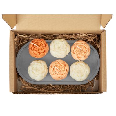 Набор свечей на подставке Пионы-6