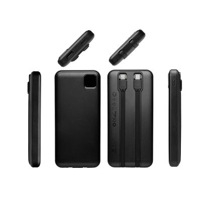 Внешний аккумулятор со встроенными кабелями Фрэйм, 10000мач, черный-2