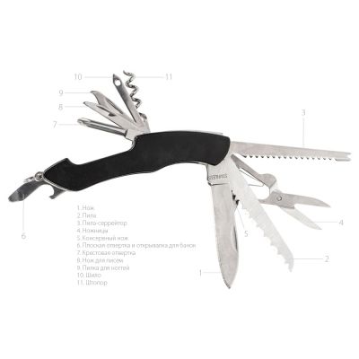 Мультитул-складной нож Demi 11-в-1, серебристый/черный-1