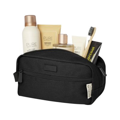 Косметичка Joey из холста, переработанного по стандарту GRS, объемом 3,5 л, сплошной черный-4