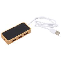 USB хаб с подсветкой лого Reedia S5, 3*USB, 1*Type C, бамбук, черный