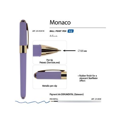 Ручка пластиковая шариковая Monaco, 0,5мм, синие чернила, лавандовый-2