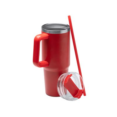 Термокружка Крэнстон с двойными стенками из переработанной нержавеющей стали, красный-1