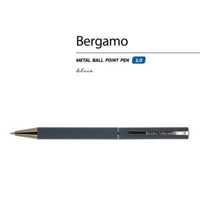 Ручка Bergamo шариковая автоматическая, синий металлический корпус, 0,7 мм, синяя-1