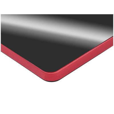 Металлический брелок с пластиковой цветной вставкой SteelPop Rct, серебристый с красным-2