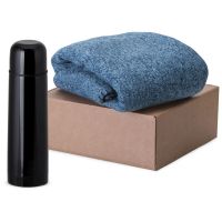 Подарочный набор Calmy с термосом и пледом, синий