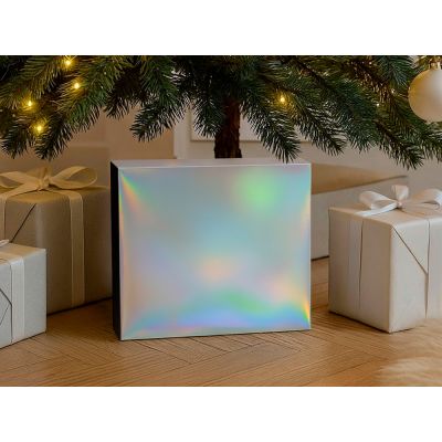 Подарочная коробка с голографическим шубером без печати Aurora, L, 260х260х100 мм.-4