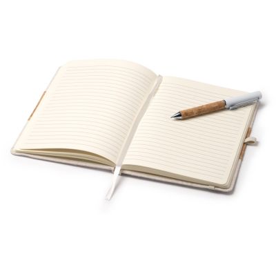 Набор блокнот с ручкой из пробки и хлопка Beret, natural-1