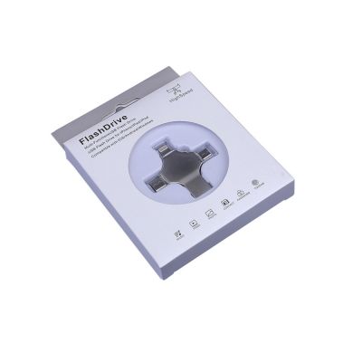 USB-флешка на 32 Гб 4 в 1 поворотный механизм, c дополнительными разъемами MicroUSB, TypeC и Lightning, серебристый-3