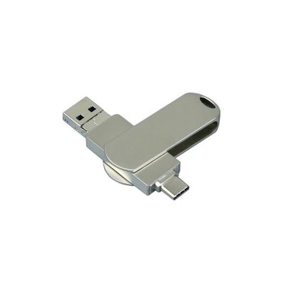 Металлическая флешка для айфона 3 в 1 (i-flash_TYPEC_3_in_1.64.S, I= 64 Гб USB 3.0, Металлический корпус. Без перс.)-0