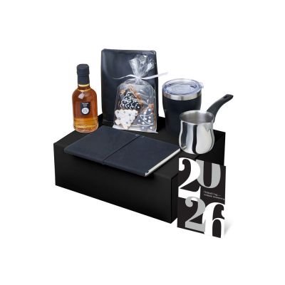 Подарочный набор с туркой, кофе и термокружкой, черный-1