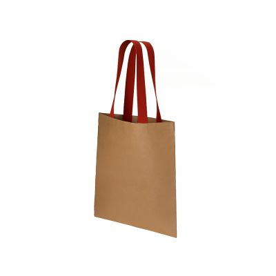 Сумка-шоппер Papyrus из моющейся крафт-бумаги, натруальный/красный-1