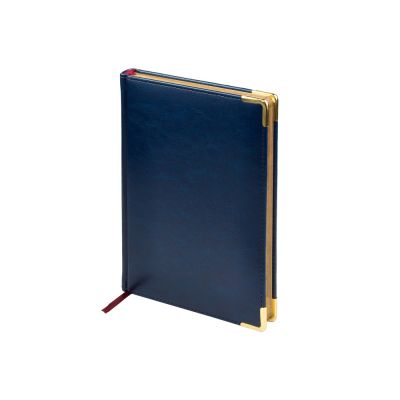 Ежедневник А5 датированный Sidney Nebraska 2026, синий (золотой обрез, золотые уголки)-0