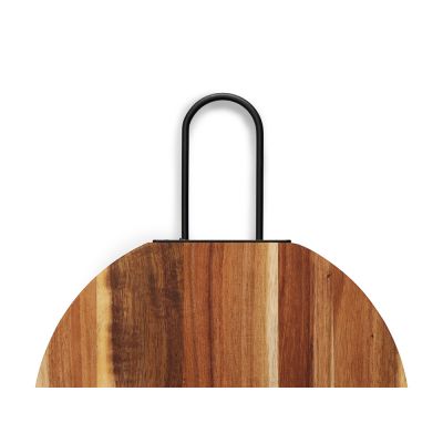 Деревянная круглая доска из акации с металлической ручкой Кира-4