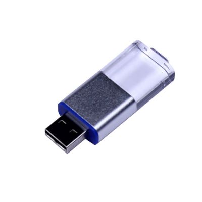 USB-флешка промо на 32 Гб прямоугольной формы, выдвижной механизм, синий-0