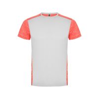 Спортивная футболка Zolder мужская, белый/меланжевый неоновый коралловый