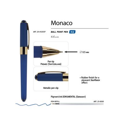 Ручка пластиковая шариковая Monaco, 0,5мм, синие чернила, темно-синий-2