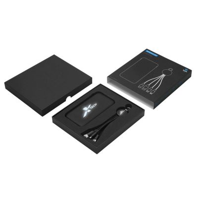 Набор из внешнего акуумулятора и универсального кабеля с подсветкой лого Reserve LED, 10000mAh, черный-1