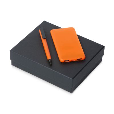 Подарочный набор c пластиковой ручкой, повербанком С1, 5000 mAh, оранжевый-0