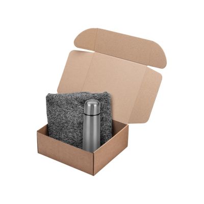 Подарочный набор Calmy с термосом и пледом, серый-1