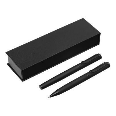 Подарочный набор из 2-х ручек Black Lama soft-touch, черный-0