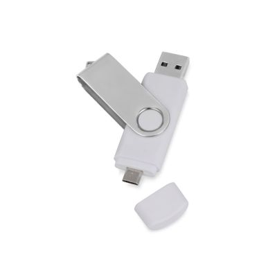 USB/micro USB-флешка 2.0 на 16 Гб Квебек OTG, белый-0