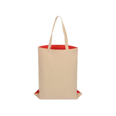 Сумка для шопинга Twin двухцветная из хлопка, 180 г/м2, красный/натуральный-4